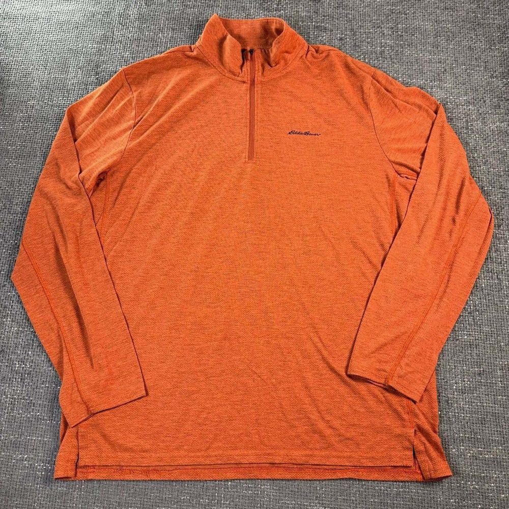 Eddie Bauer FreeDry Quarter Zip Pullover Mens XL Tall Orange Heather Activewear